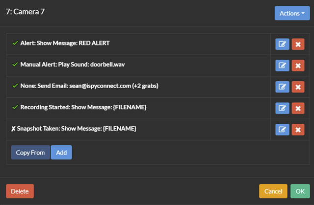 Example Action Table